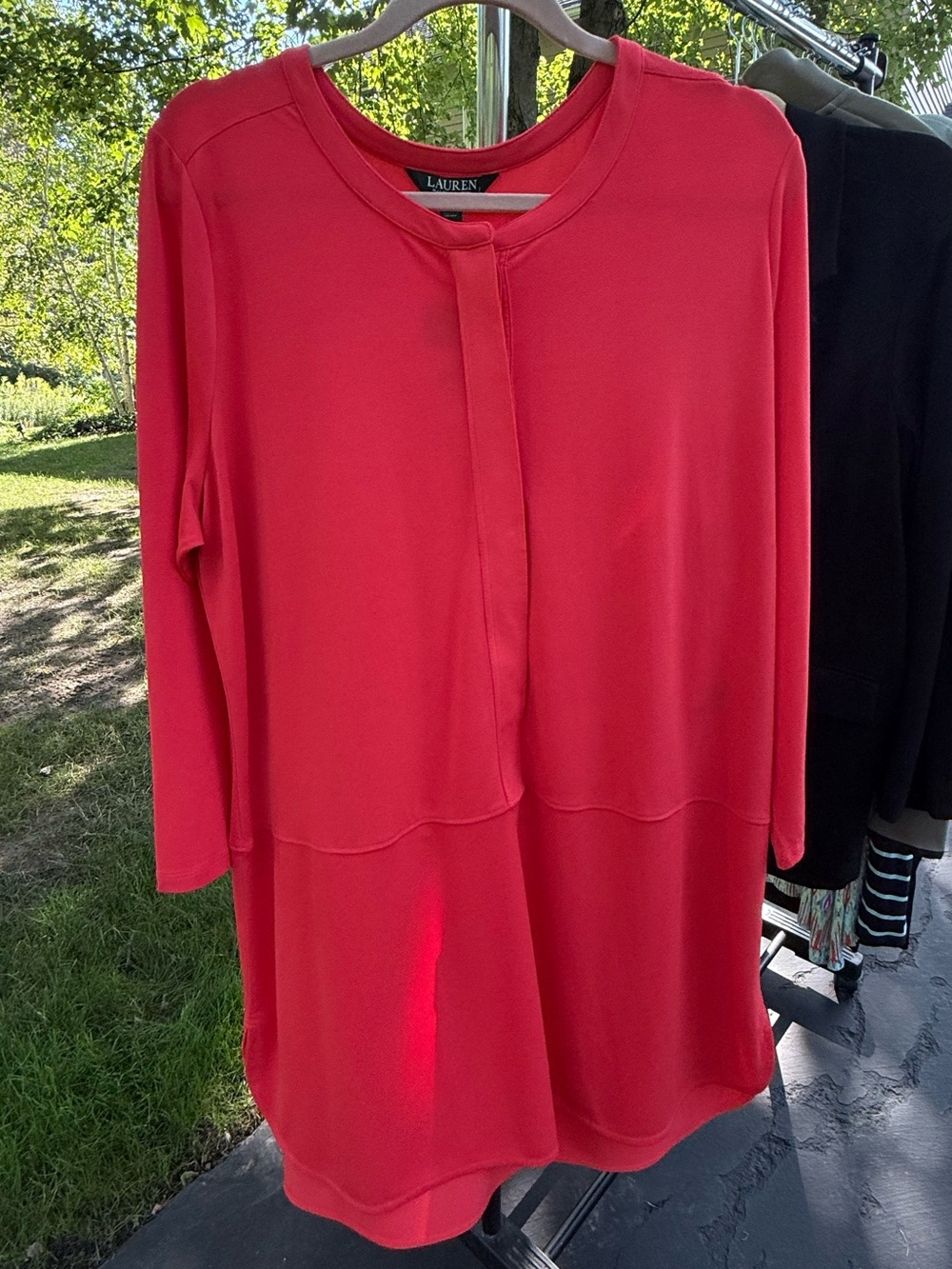 Lauren Ralph Lauren 2X Coral Longline Tunic Blouse NWT Plus Size